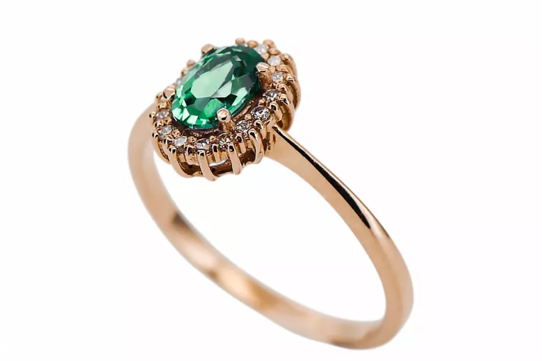 Vintage craft Ring Emerald Original Vintage 14K Rose Gold crc009r